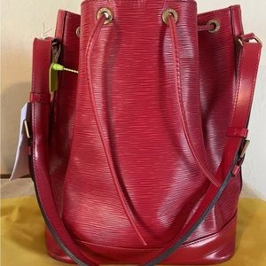 Authentic Louis Vuitton Vintage Handbag Epi Noe Red Leather Bucket Bag